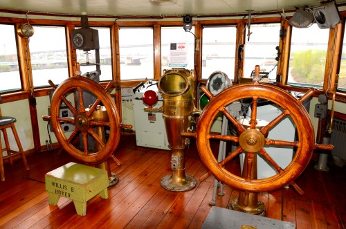 Pilot House or Bridge and the various pieces of Steering and Navigation Equipment